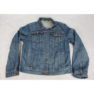 LL Bean Denim Jacket Women Medium Blue Cotton Button Front Casual Corpcore Work
